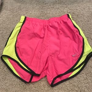 Hot Pink & Yellow Nike Women’s Tempo Shorts - size XS